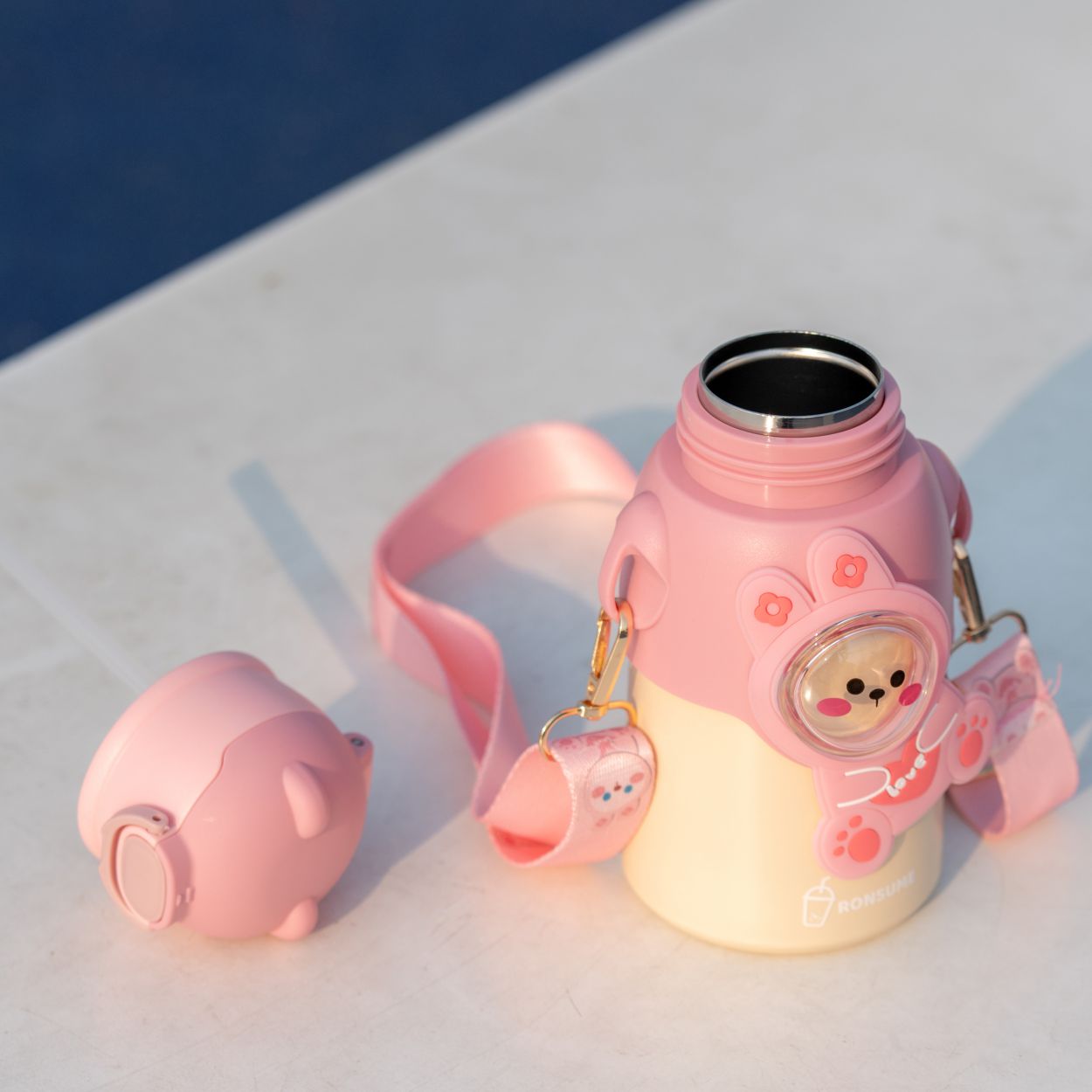 Cute Bear Kids Thermos Cup with Strap S2
