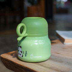 Green Panda-Themed Children's Thermos Cup M4