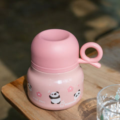 Pink Panda-Themed Children's Thermos Cup M2