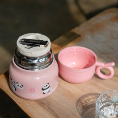 Pink Panda-Themed Children's Thermos Cup M2