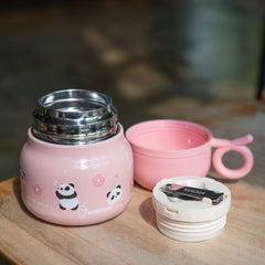 Pink Panda-Themed Children's Thermos Cup M2