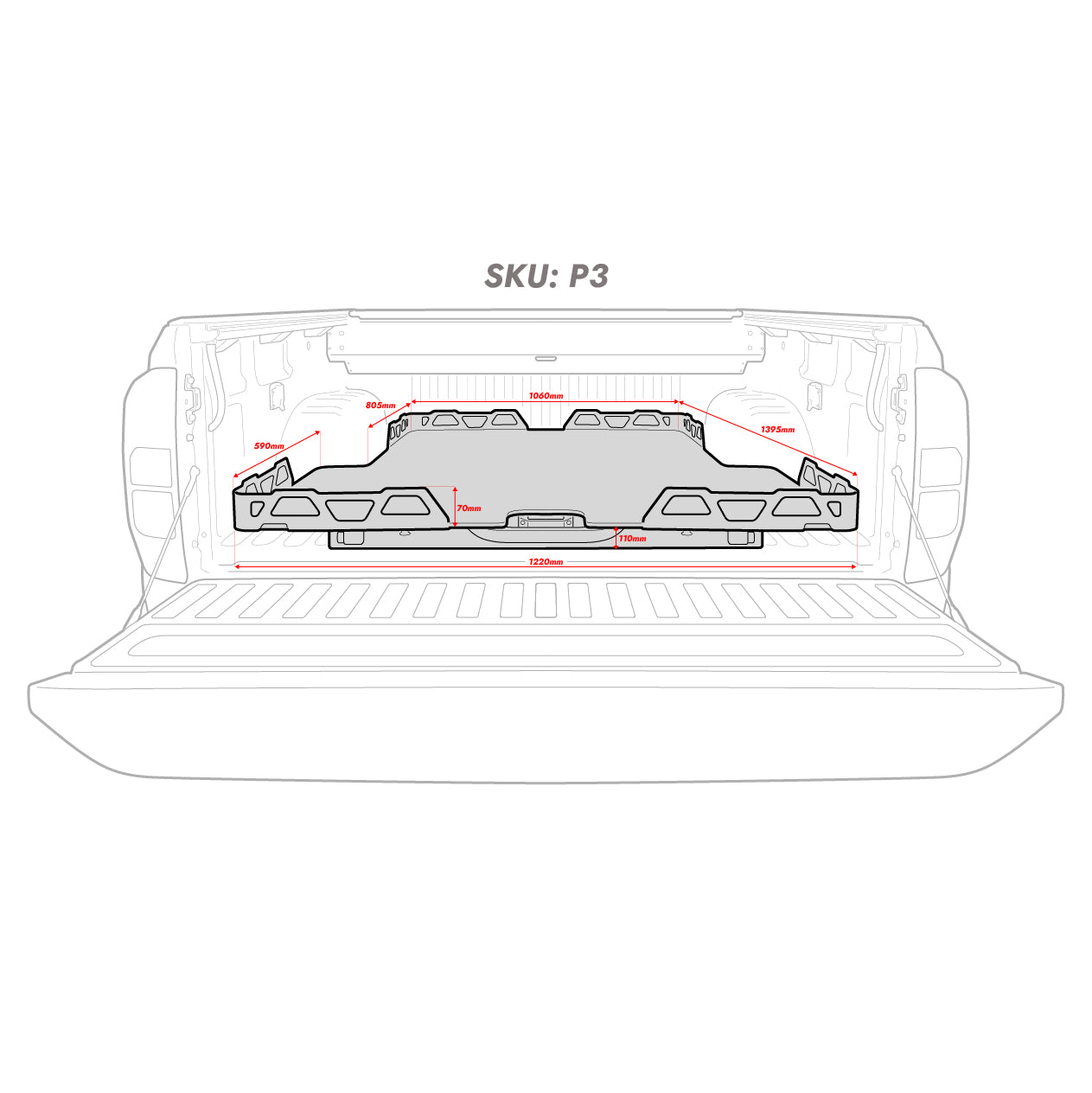 Tray Sliders Ford Ranger PX/ Raptor Dual Cab P3